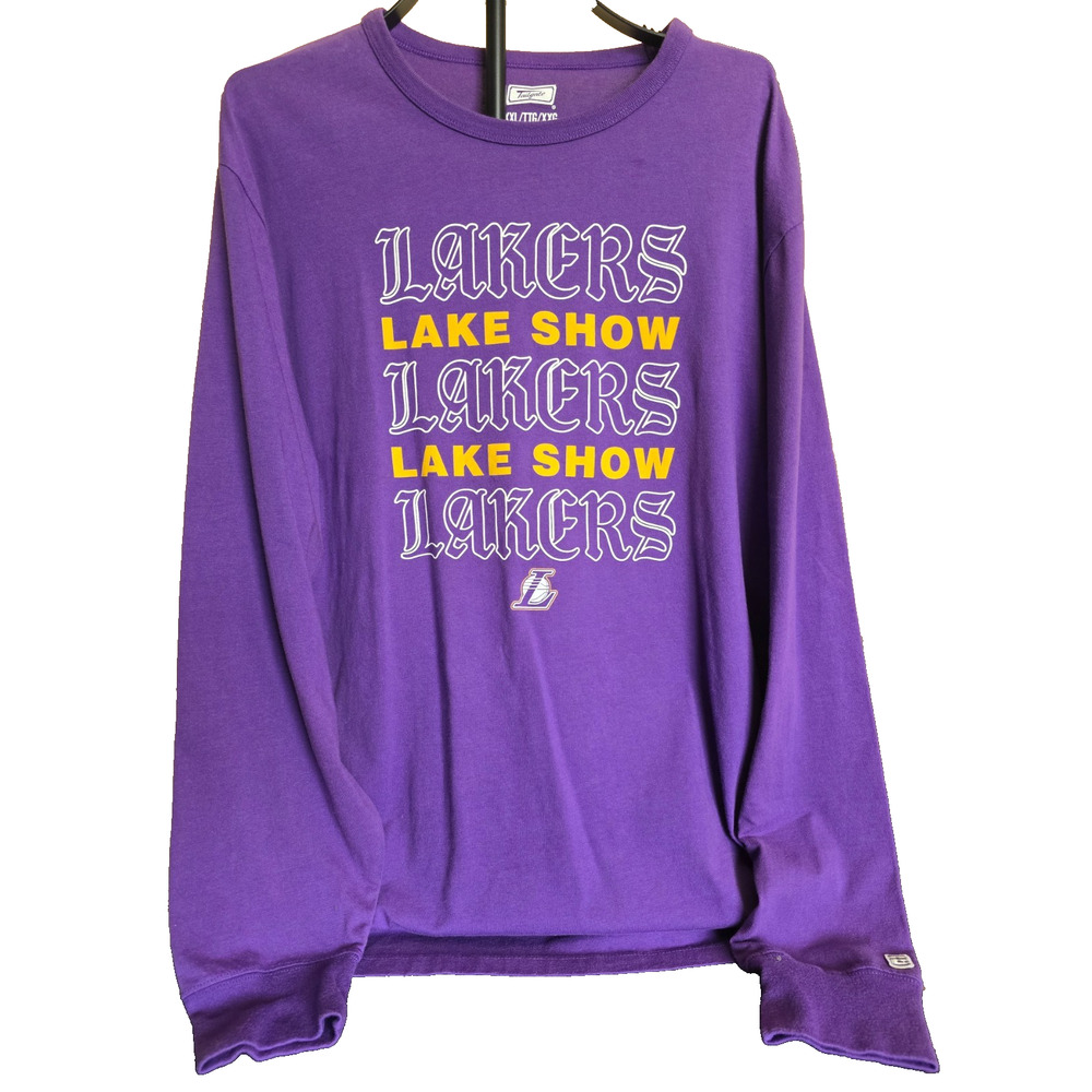 Los Angeles Lakers Long Sleeve Shirt Mens 2XL Lakers Purple w Gold White Text